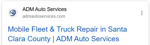 Kenneth Relox optimized ADM Auto Services meta title for Santa Clara County location page